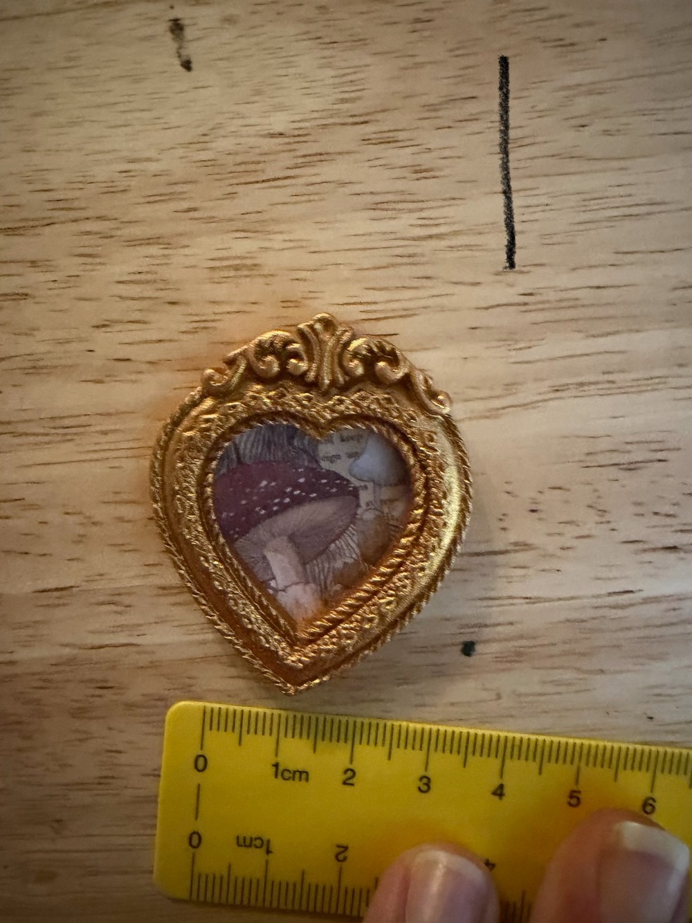 Gold Heart Frame with Mushroom Illustration